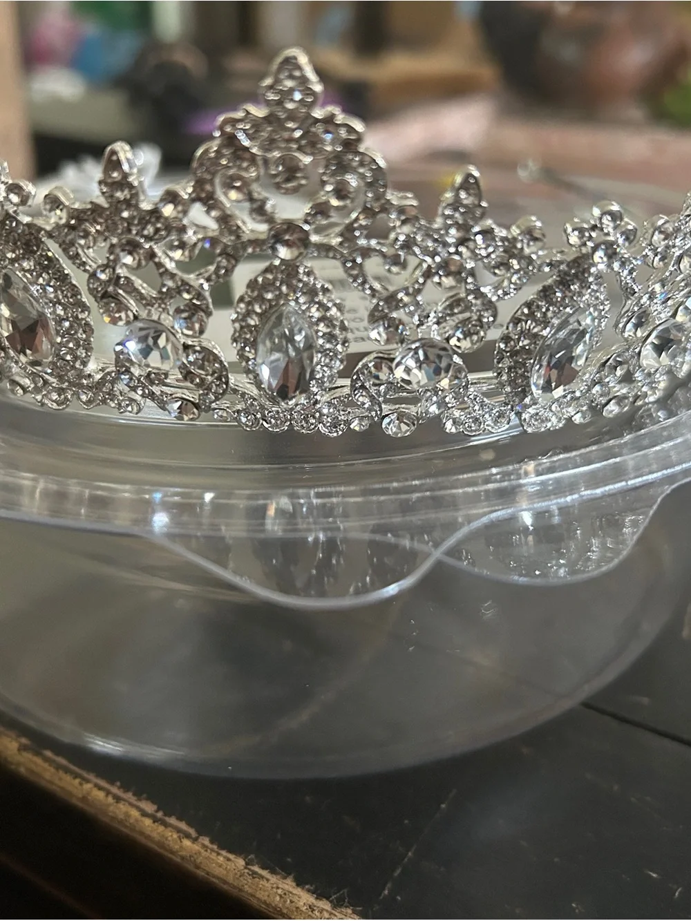 David’s Bridal Crystal Silver Tiara